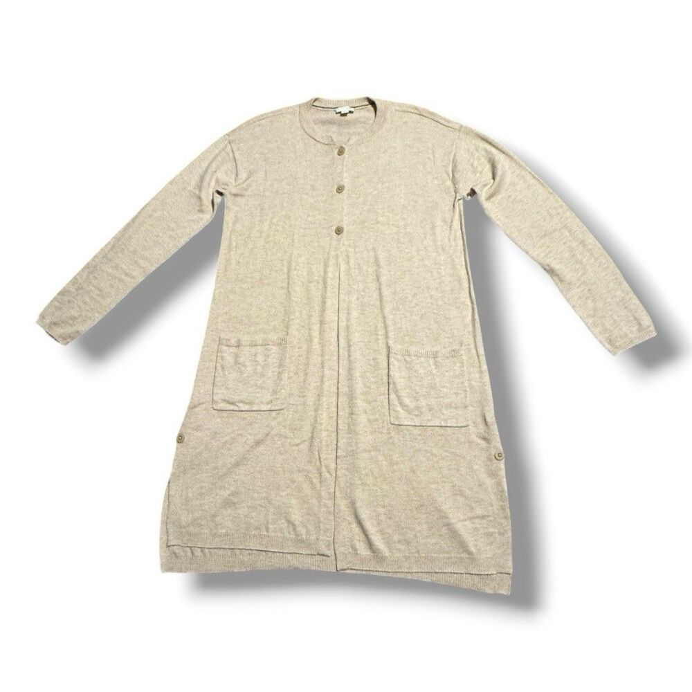 J.Jill Cardigan Sweater Duster Knit Polyester Blend Beige Tall Women’s Size MT